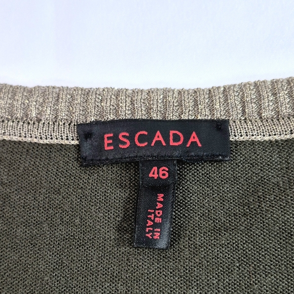 Escada Vintage Metallic Gold Knit Cardigan Sweater 3/4 Sleeve 46 XXL - Picture 2 of 13